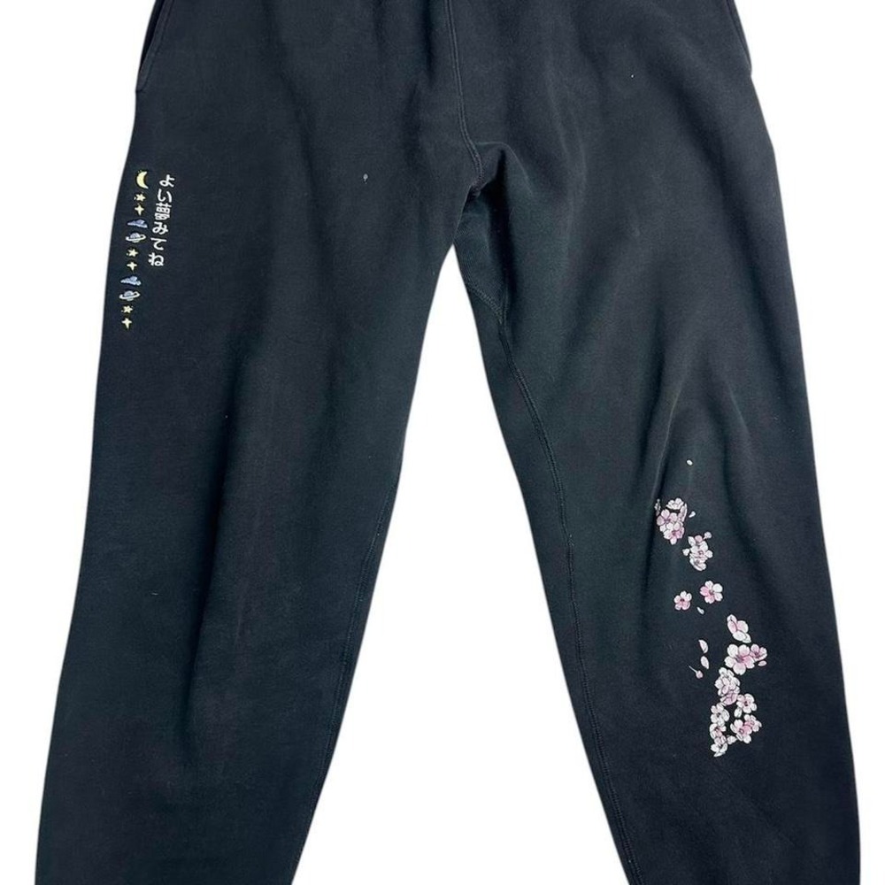 🌙✨🖤 META Kawaii Cherry Blossom Joggers Black Sweatpants XL USA 🖤✨🌙
